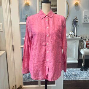 Banana Republic Pink Button Down Linen Blend Long Sleeve Shirt S